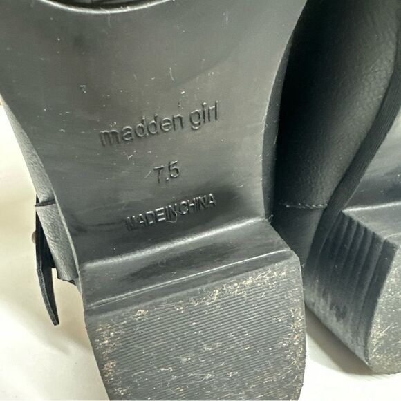 Madden Girl Women's Black G-Dstiny Boots Knee High Back Zip Back Buckle Sz 7,5 - Picture 8 of 12